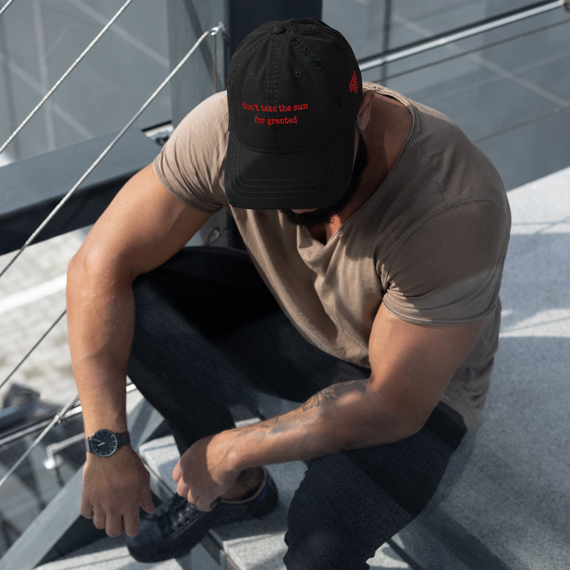 Grizzy Vet "Don't Take the Sun for Granted" Hat Distressed Hat
